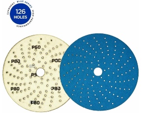 Круг абразивный Exp Blue Ceramic Paper Р240, Flow Multi-Air, 126 отв, 150мм /25